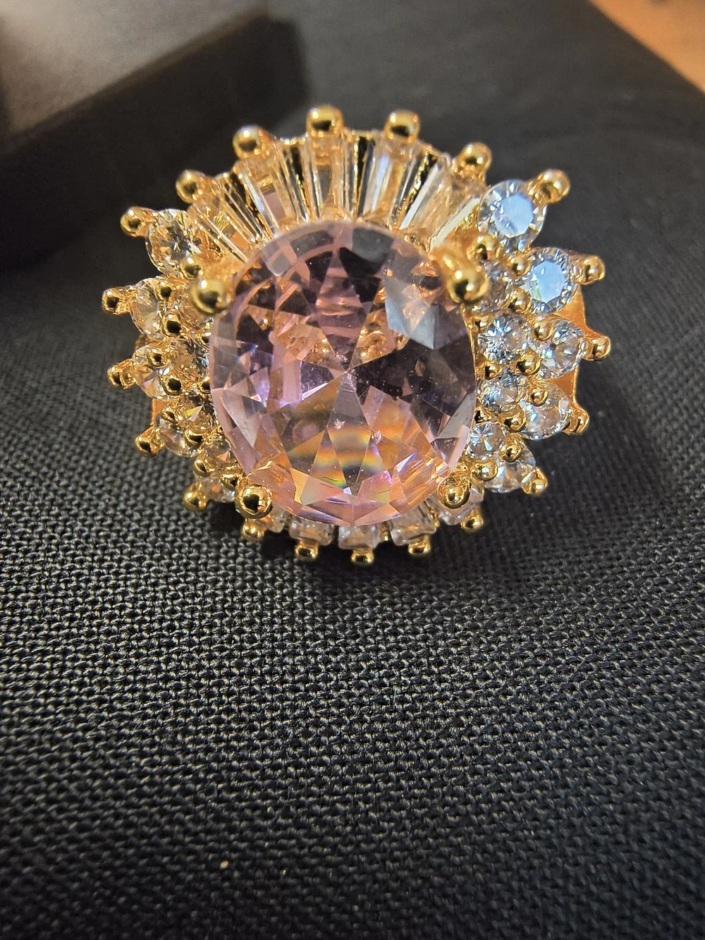 Gold-Tone Purple Crystal Statement Ring - Women's Fashion Jewelry